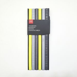 Under Armour UA Headbands Yellow/Grey 6 Pack Brand New- 1311044 Tokyo Lemon